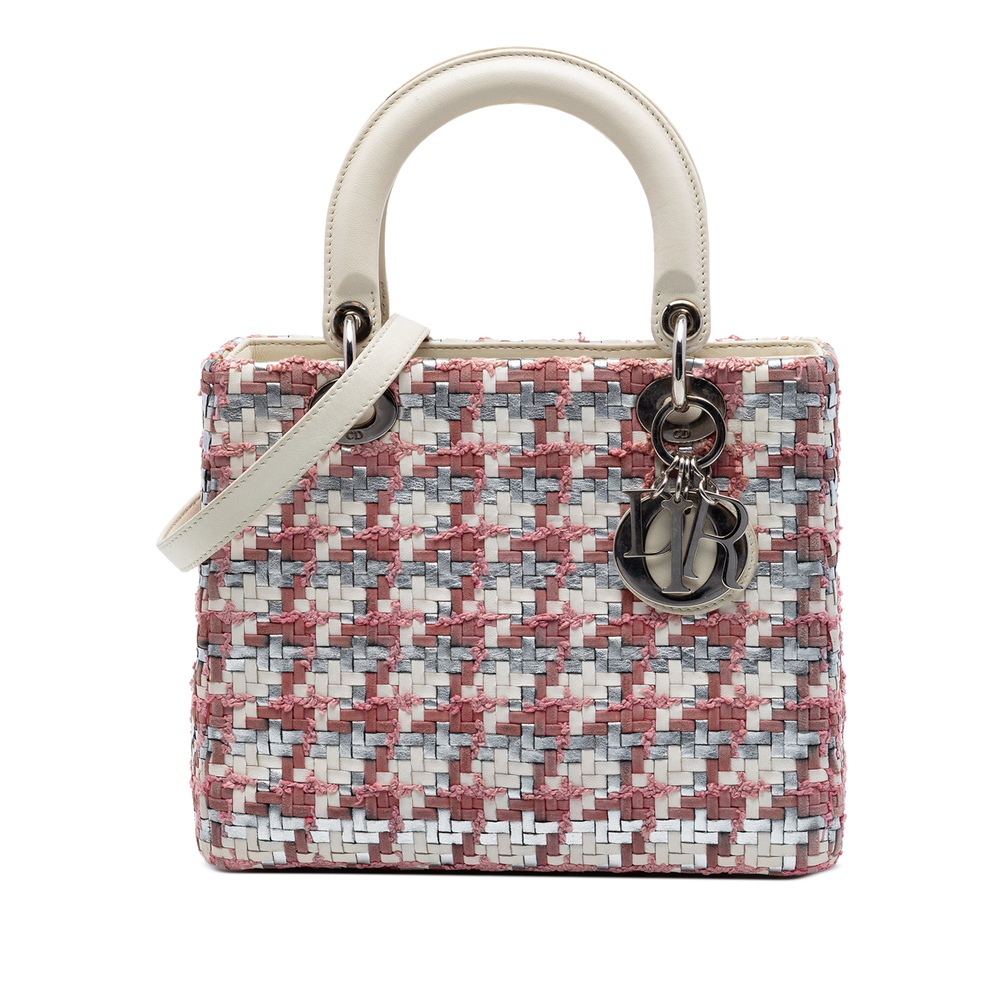 Pre-Loved Dior Medium Woven Lambskin and Tweed Lady Dior